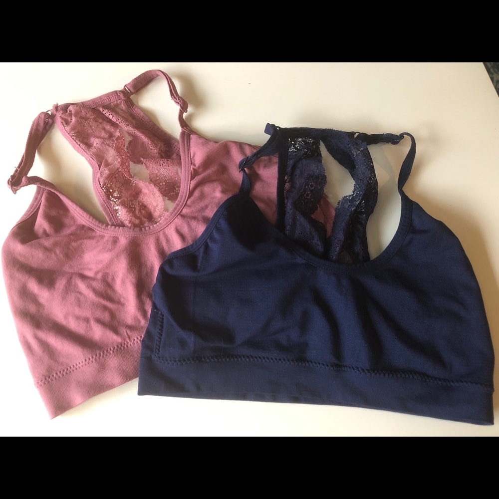 Bralettes with lace detail in back